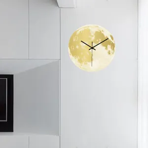 Orologio da Parete con Luna Luminosa Acrilico Stampa UV Movimento Silenzioso Orologio Pianeta Luminoso Per Soggiorno Camera da Letto Decor
