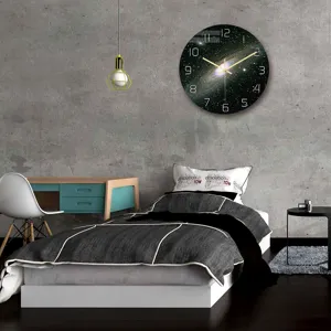Reloj de pared creativo cielo estrellado, reloj silencioso de acrilico para dormitorio.