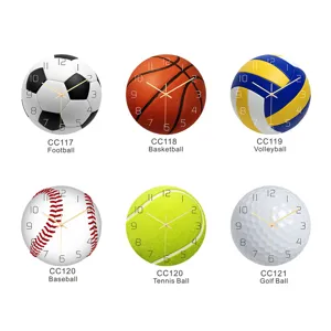 Sports ball wall clock acrylic silent movement bedroom living room decor football basketball