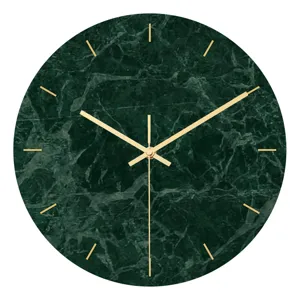 Orologio da Parete in Acrilico con Marmo Verde Scuro Moderno Movimento Silenzioso Orologio Decorativo Per Soggiorno Ufficio