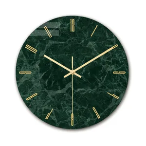 Orologio da Parete Creativo Minimalista Marmo Verde Acrilico Stampato UV Movimento Silenzioso Per Soggiorno Ufficio Arredamento