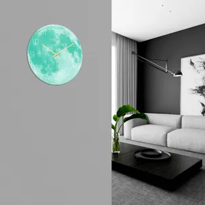 Orologio da parete luna luminoso acrilico stampa UV pianeta per soggiorno camera da letto.