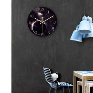 Reloj de pared creativo cielo estrellado universo acrílico movimiento silencioso galaxia