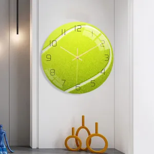 Orologio da Parete in Acrilico con Palla da Tennis Movimento Silenzioso Design Palla Sportiva Orologio Decorativo per Soggiorno Camera da Letto