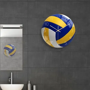 Volleyball wall clock acrylic silent movement modern home decor round clock for bedroom living room