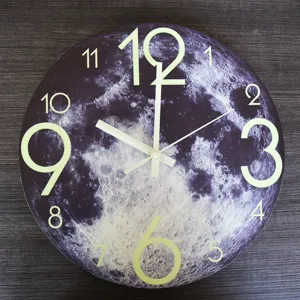 Luminous wall clock moon design glow in the dark digital dial silent movement decor detail
