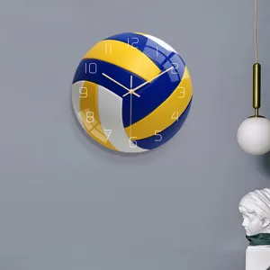 Volleyball wall clock silent movement acrylic material decorative clock for home decor.