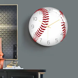 Kreative Baseball Wanduhr Leise Ohne Ticken Acryl Runde Hängeuhr Für Wohnzimmer Schlafzimmer Büro Heimdekoration