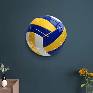 Volleyball wall clock acrylic silent movement home decor for living room bedroom clock