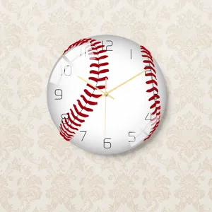 Baseball Wanduhr Acryl Material leises Uhrwerk dekorative Uhr Detailansicht Schlafzimmer