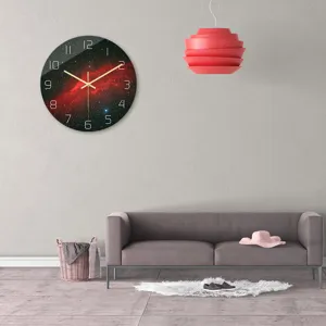 Reloj de pared galaxia creativo con estampado de nebulosa, reloj silencioso de acrilico.