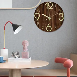 Plastic Luminous Wall Clock Silent Movement Glow In The Dark Digital Wall Clock For Living Room Bedroom