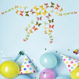 Close-up detail of 3D metallic hollow butterfly wall stickers arranged in fun dinosaur shape.
