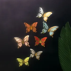 3D metallic hollow butterfly wall stickers set, colorful decorative decals for home room decor.