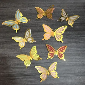 3D hollow butterfly wall stickers, metallic texture double layer wall decor details.