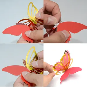 Detailed view showing the assembly steps and 3D effect of butterfly wall stickers.