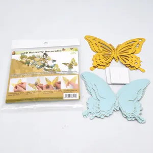 3D Hollow Butterfly Wall Stickers Gold Blue Double Layer Home Decor Decals DIY Wall Art