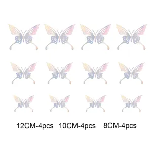 12pcs 3D Hollow Metallic Butterfly Wall Stickers Home Decor Living Room Bedroom Art
