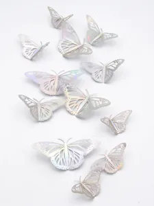 12pcs metallic texture 3D hollow butterfly wall stickers for wedding and home bedroom decor detail