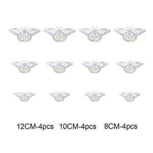 3D Hollow Butterfly Wall Stickers Metallic Texture Home Decor 12Pcs Set for Living Room