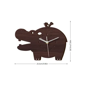 Hölzerne Nilpferd Wanduhr mit niedlichem Vogel Design, leises Uhrwerk, Deko Wanduhr Haus.