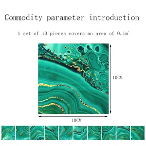 Green malachite crystal tile stickers 10x10cm waterproof wall decals 10pcs set for home decor