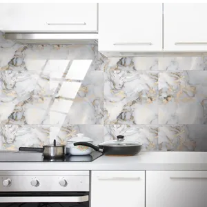 Marble pattern kitchen tile sticker waterproof self-adhesive wall paper decor film home