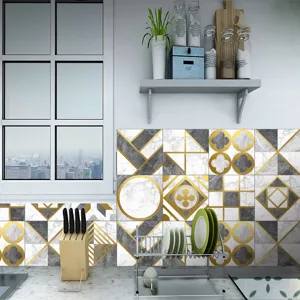 Waterproof crystal tile stickers marble pattern self-adhesive wall stickers for kitchen home decor