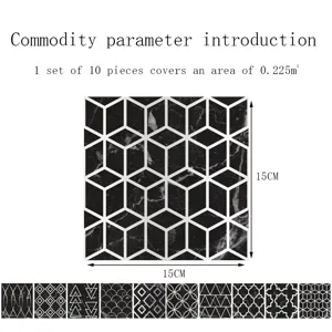 Crystal porcelain tile sticker waterproof self-adhesive floor wall sticker geometric pattern detail