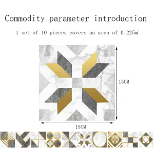 Marble pattern floor tile sticker waterproof anti-slip 15x15cm home decor 10pcs set