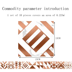 Crystal tile stickers waterproof floor wall decals geometric marble pattern 15x15cm 10 pieces