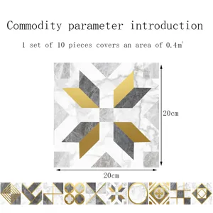 Waterproof marble tile stickers 20x20cm self-adhesive floor wall stickers 10pcs set