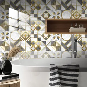 Crystal tile stickers waterproof peel and stick wall stickers for modern bathroom home decor.