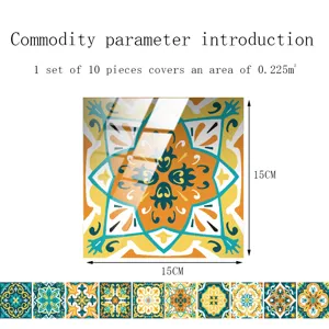 Adesivo per piastrelle in cristallo impermeabile pavimento adesivo murale 15x15cm set 10 pz