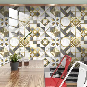 Waterproof crystal tile sticker marble geometric wall paper self adhesive home decor item