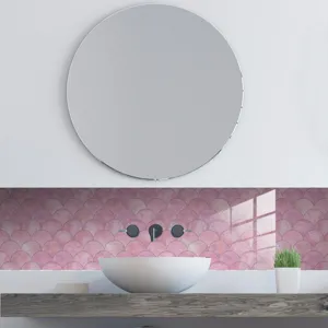 Detailansicht rosa Muschel Muster Fliesenaufkleber, wasserdichte Wanddeko für Bad.