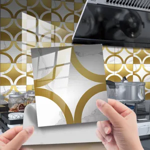 Marble gold geometric tile sticker waterproof self-adhesive wall floor tile film decor