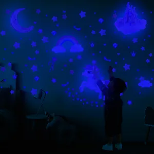 Stickers muraux luminescents licorne etoiles chateau decoration chambre enfant