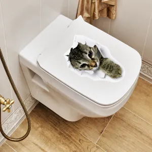 3D cat toilet sticker funny animal wall decal waterproof bathroom home decor removable