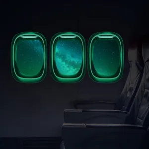 Autocollant mural fenêtre d'avion phosphorescent ciel étoilé PVC décoration de chambre