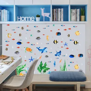 Luminous ocean animal wall stickers for kids room, waterproof glow in the dark marine decals.