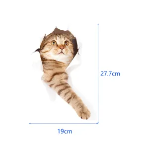 3D cat wall sticker waterproof toilet decal cute pet breaking wall decorative sticker home decor