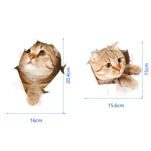 3D cat wall sticker peeling wall peeking kitten toilet decal home decor size 16x20.4cm