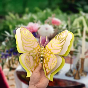 3D multi-layered pearl paper butterfly wall sticker with gold foil for wedding party and room decor