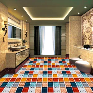 3D mosaic tile stickers self-adhesive floor wall stickers DIY removable PVC home decor.