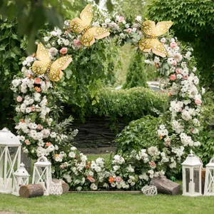 3D hollow butterfly wall stickers for wedding party decor, metallic paper butterfly accents.
