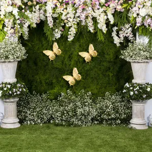 3D hollow butterfly wall stickers, gold paper DIY home wedding party decor backdrop set