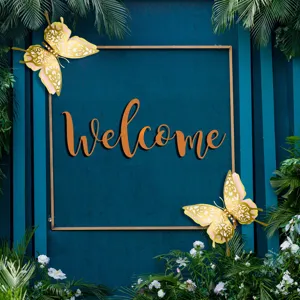 3D hollow butterfly wall stickers metallic pearl paper decor for wedding party home.