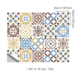 Retro mosaic tile stickers self-adhesive waterproof wall decor set of 20 pieces for home