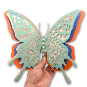 3D hollow butterfly wall sticker multi-layer pearl paper wedding and party decor detail shot